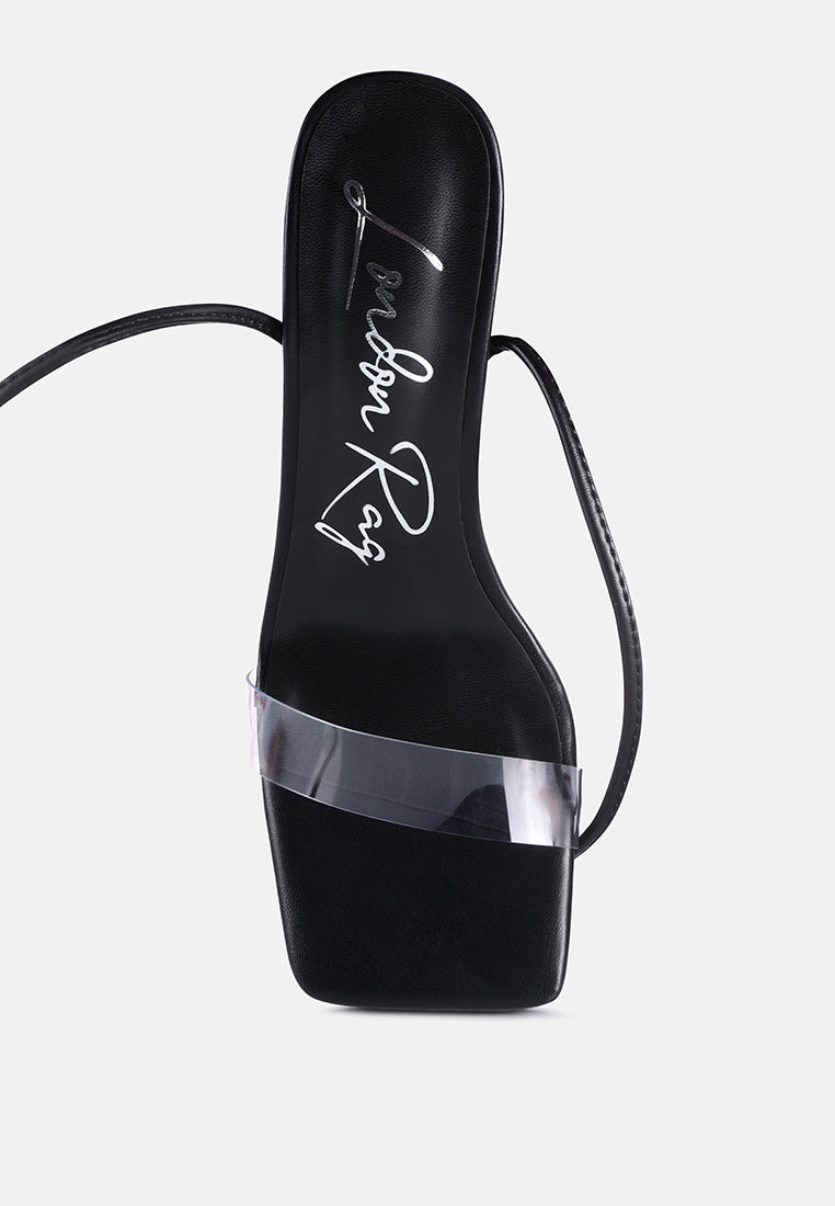 scansta lace up rhinestone embellished high heel sandals#color_black