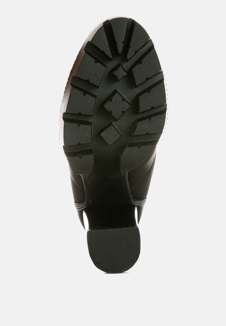 scotch high heel quilted satin biker boots#color_black