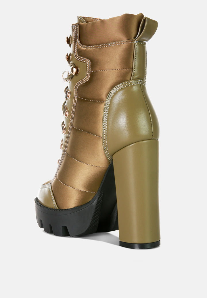 scotch high heel quilted satin biker boots#color_khaki