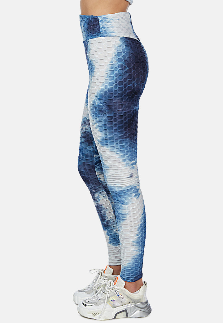 Scrunch Tie Dye Workout Pants#color_white-dark-blue