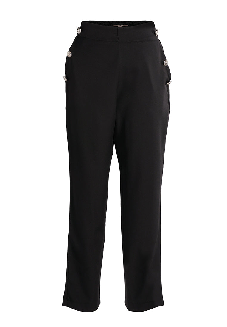 semi casual straight pants by ruw#color_black