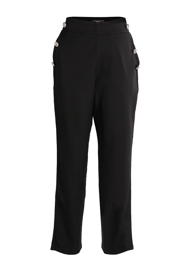 semi casual straight pants by ruw#color_black