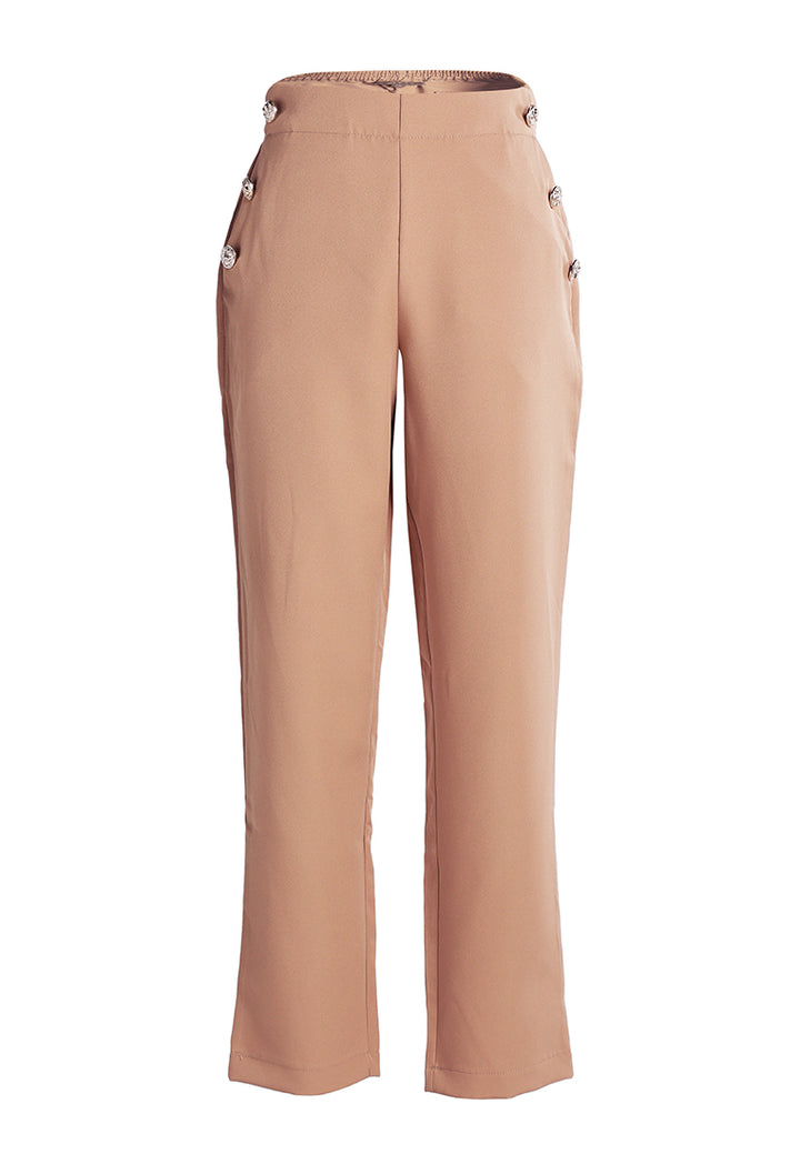 semi casual straight pants by ruw#color_camel