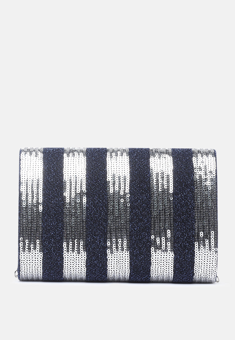 sequined glitter clutch#color_navy 