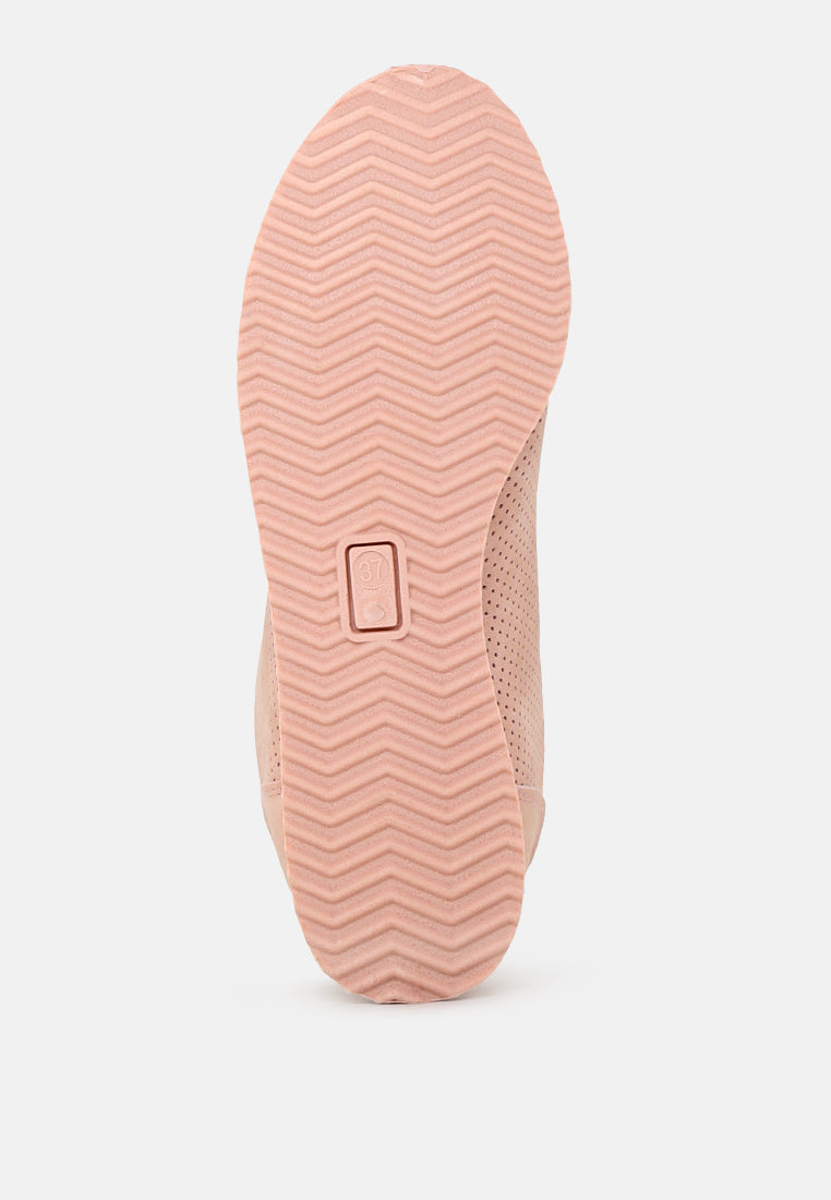 serena casual lace-up perforated sneakers#color_nude