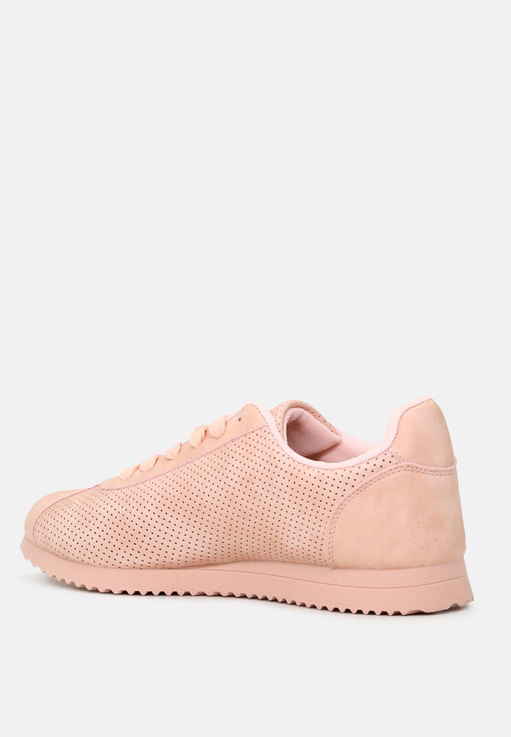 serena casual lace-up perforated sneakers#color_nude