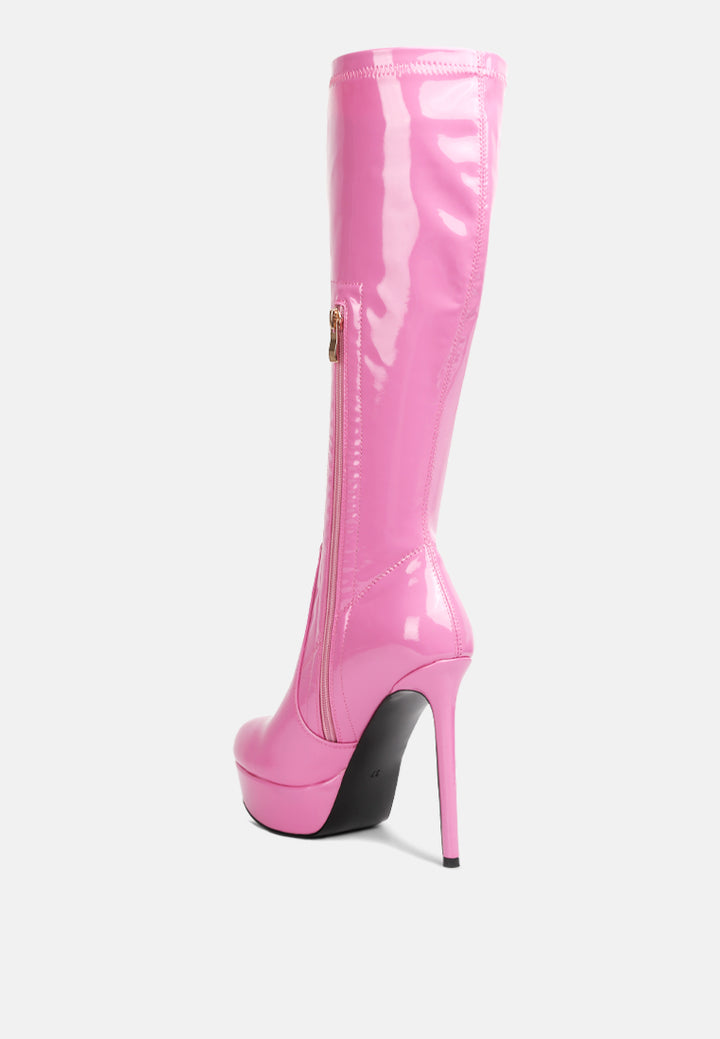 shawtie high heel stretch patent calf boots#color_pink