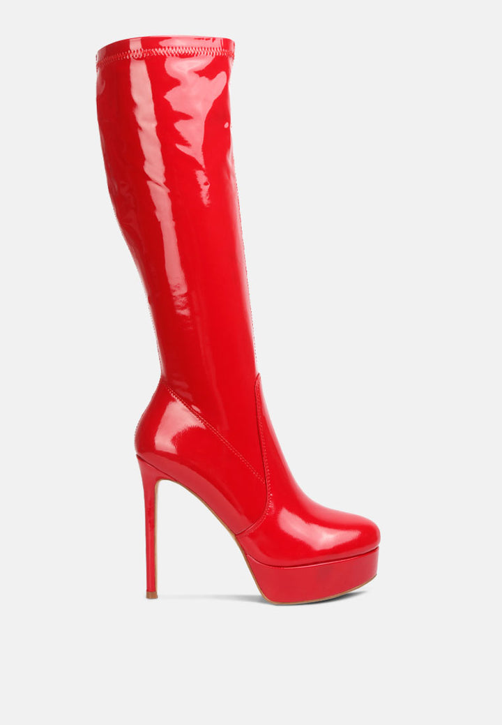 shawtie high heel stretch patent calf boots#color_red