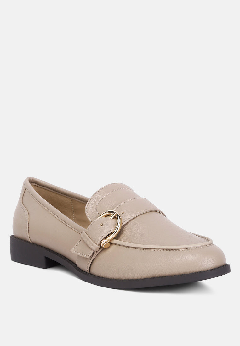 sheboss buckle detail loafers by ruw#color_taupe