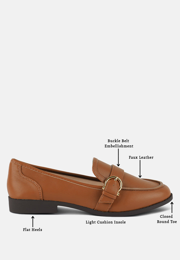 sheboss buckle detail loafers#color_tan