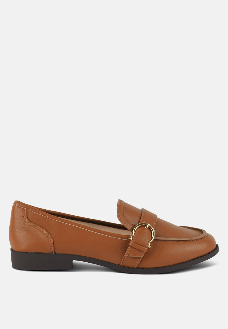 sheboss buckle detail loafers#color_tan