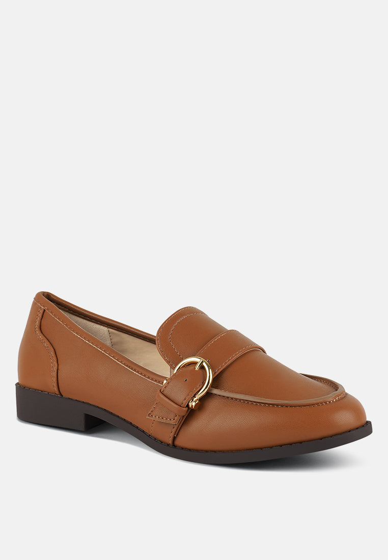 sheboss buckle detail loafers#color_tan