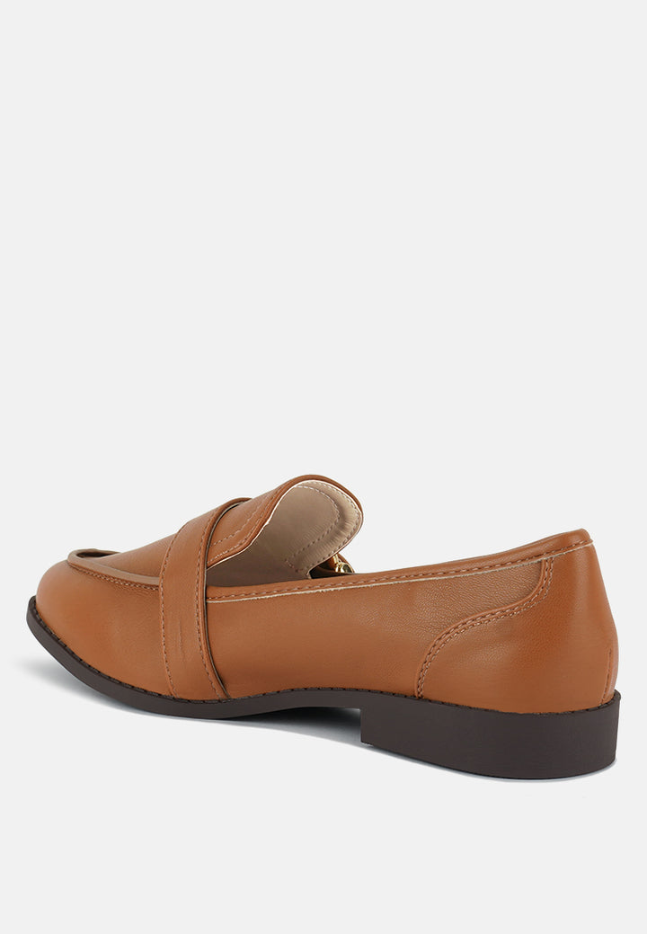 sheboss buckle detail loafers by ruw#color_tan