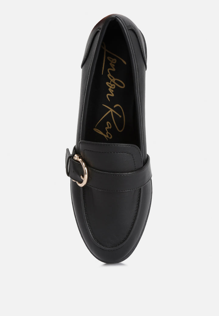 sheboss buckle detail loafers#color_black