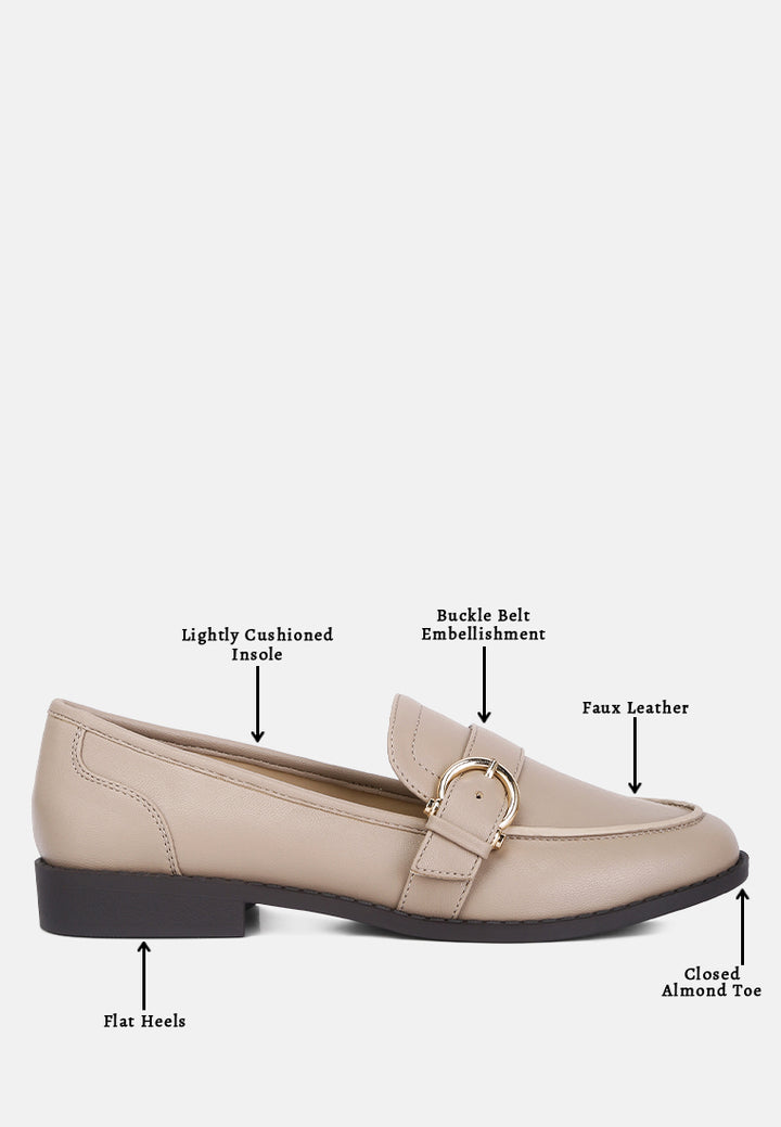 sheboss buckle detail loafers#color_taupe