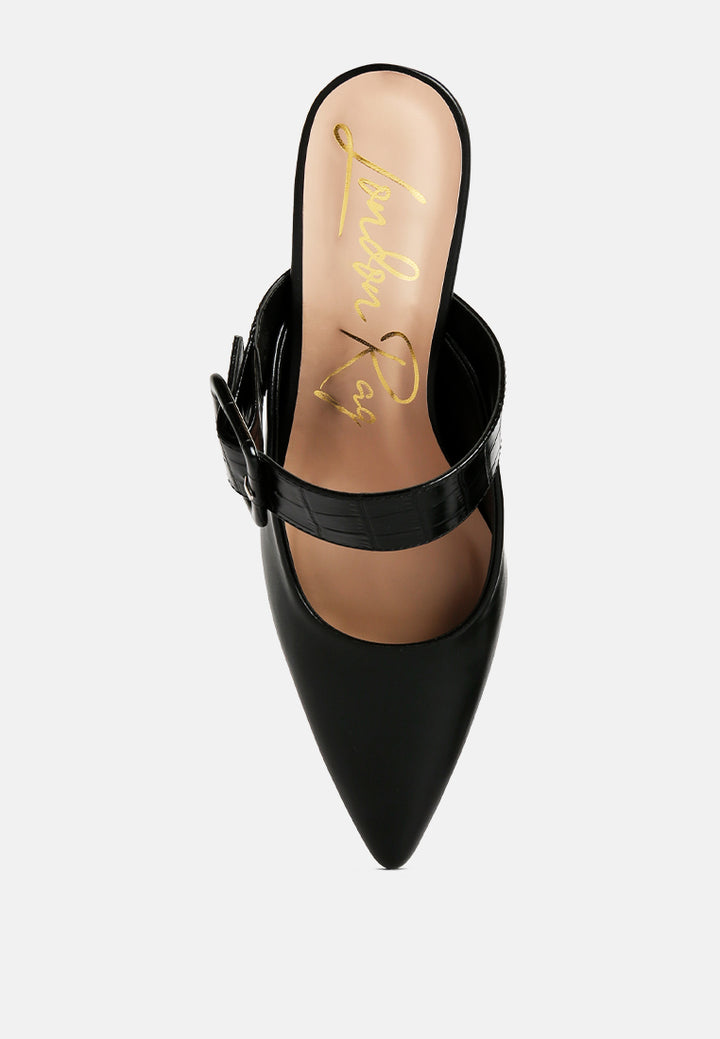 london rag women's slim block heel mules by motes#color_black