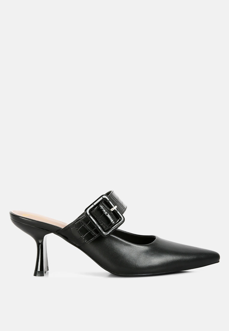 london rag women's slim block heel mules by motes#color_black