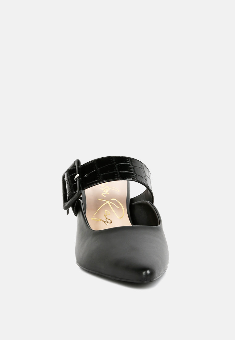shein star slim block heel mules dengan mode#color_black