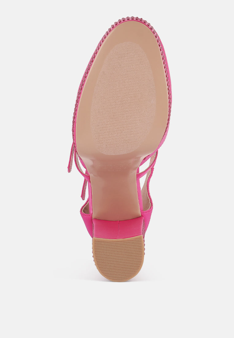 shiver rhinestones embellished platform mary jane sandals#color_hot-pink