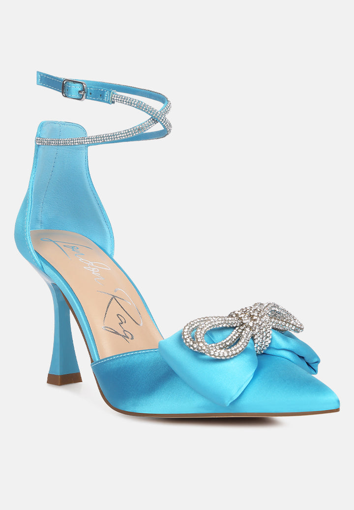 shoeverse satin stiletto heels with embellished bow#color_blue