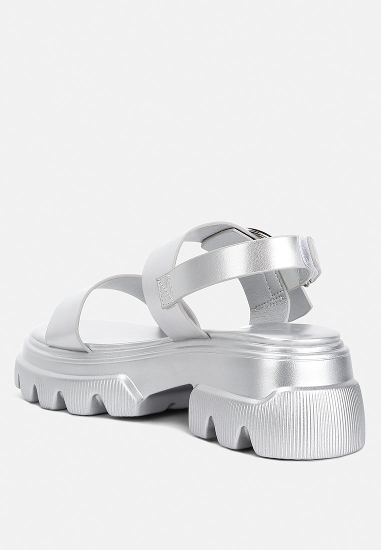 metallic chunky sandals by rag color_silver