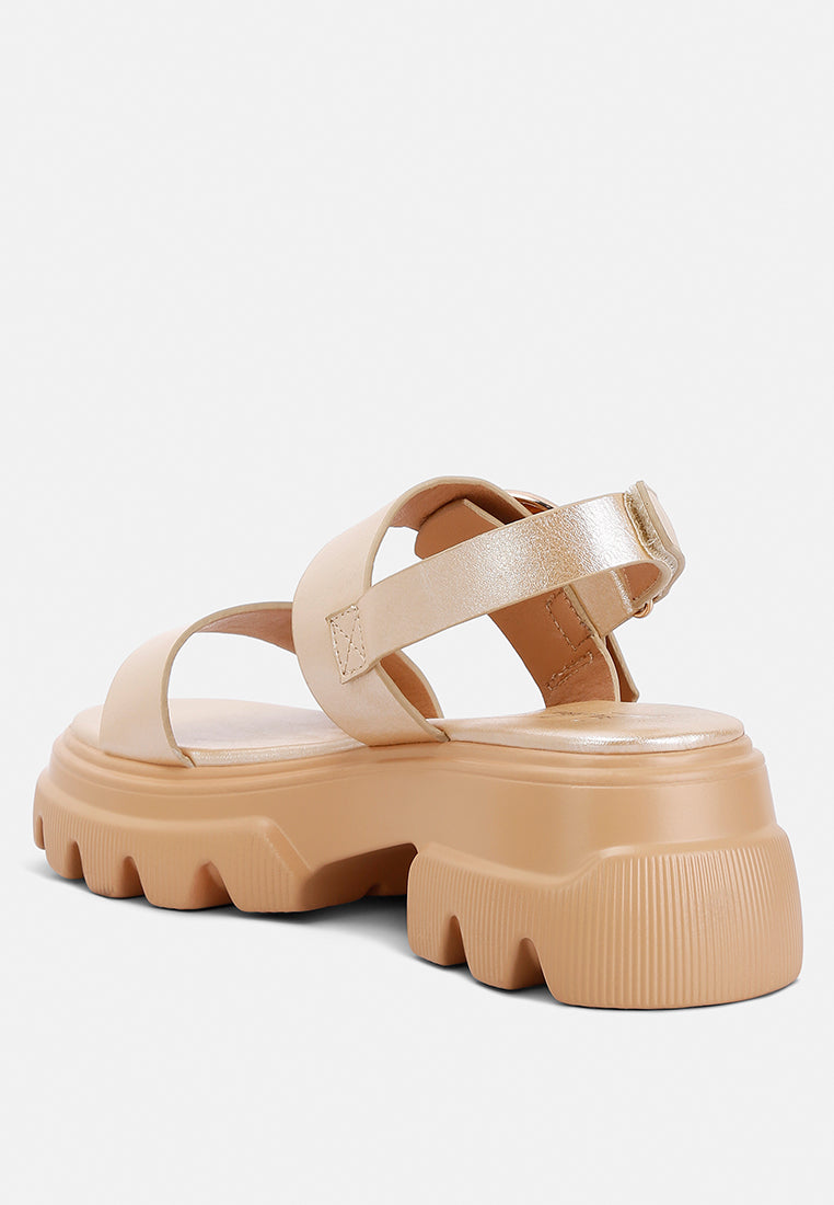 metallic chunky sandals by rag color_gold