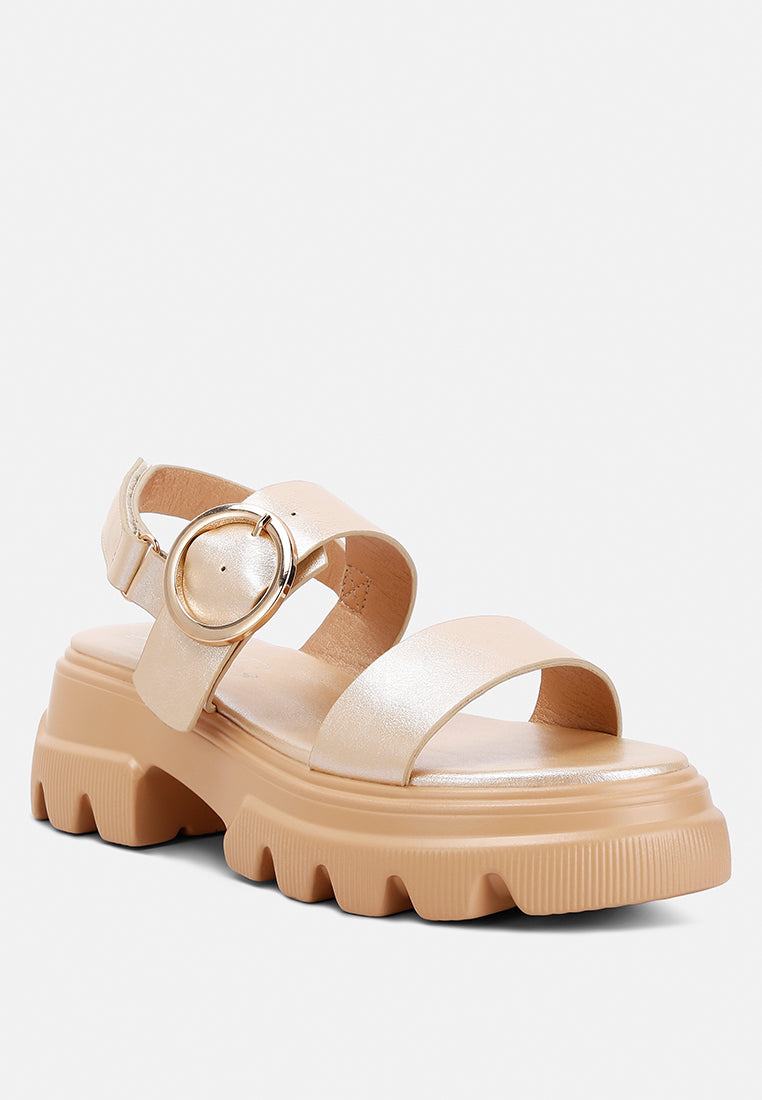 metallic chunky sandals by rag color_gold