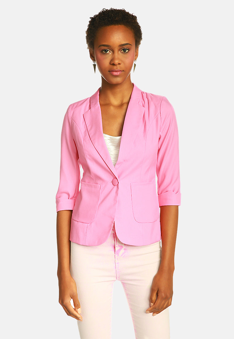 single breasted blazer#color_pink