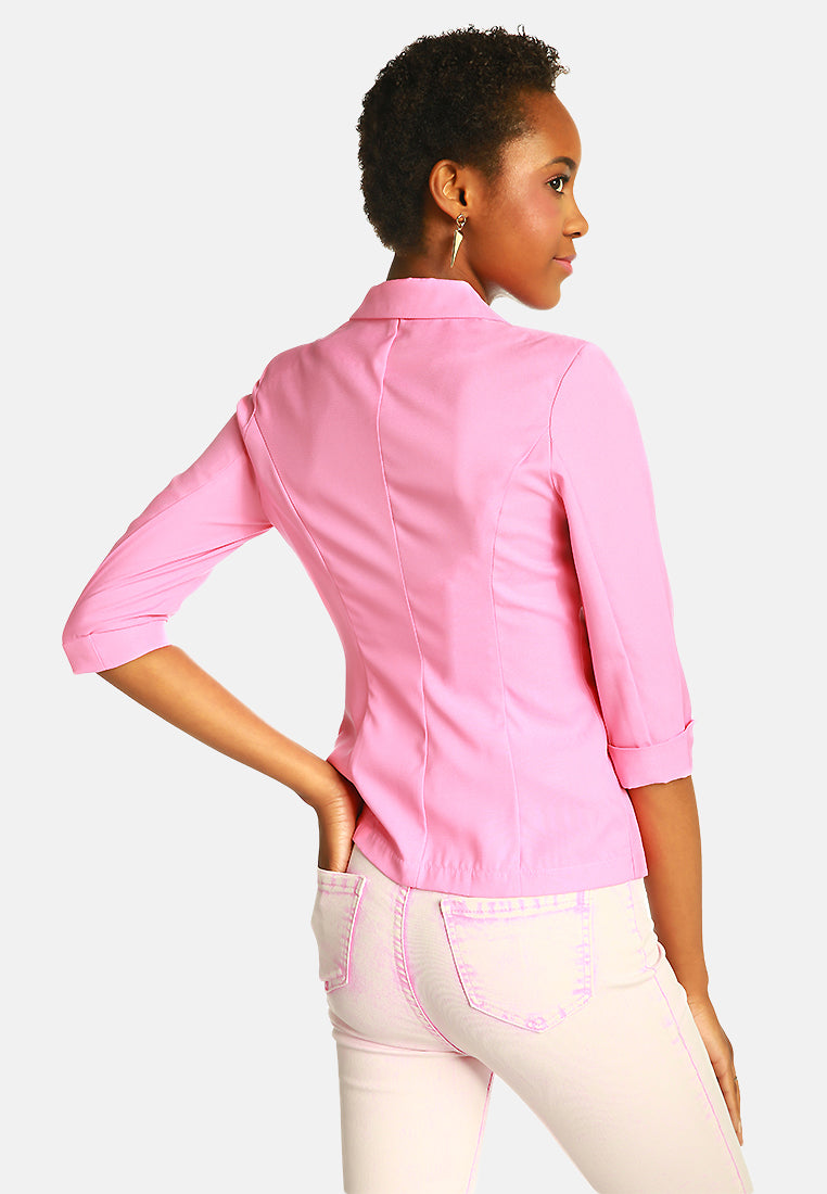 single breasted blazer#color_pink