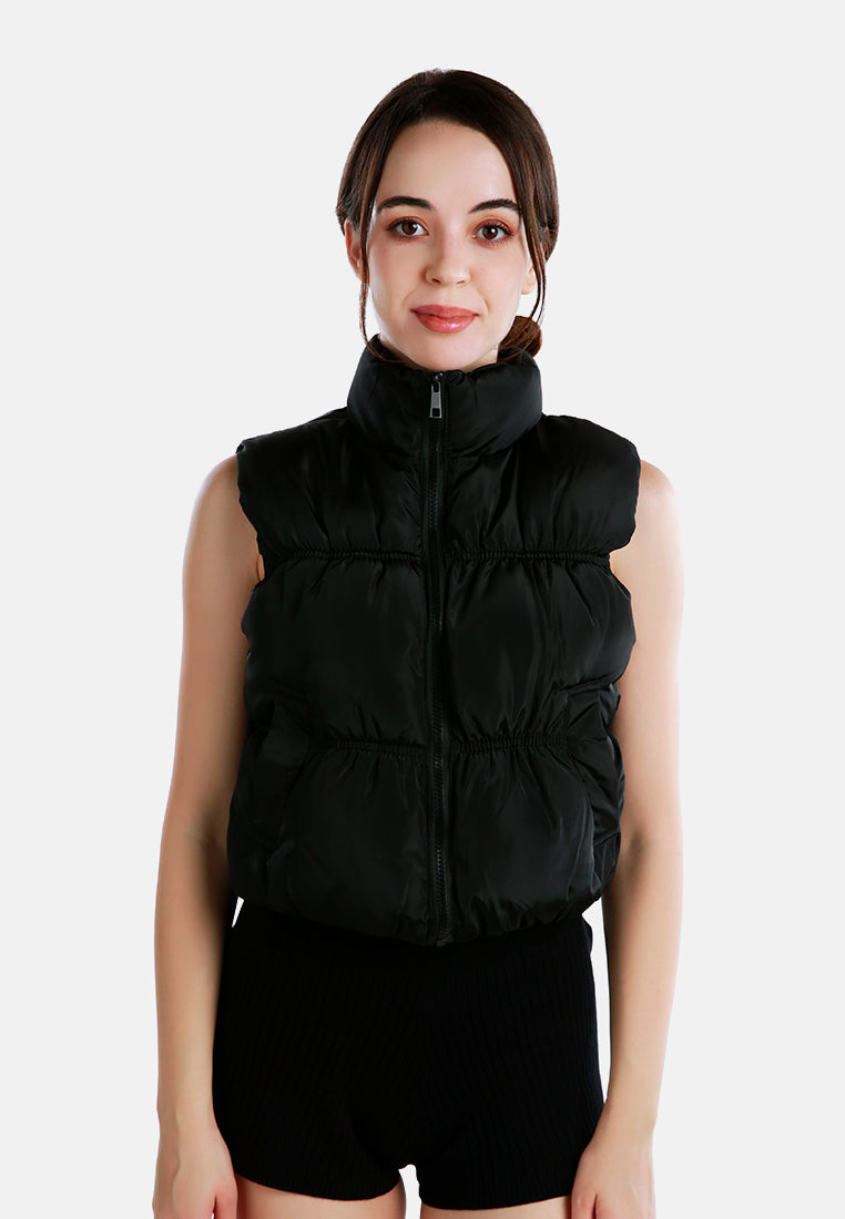 sleeveless puffer jacket#color_black