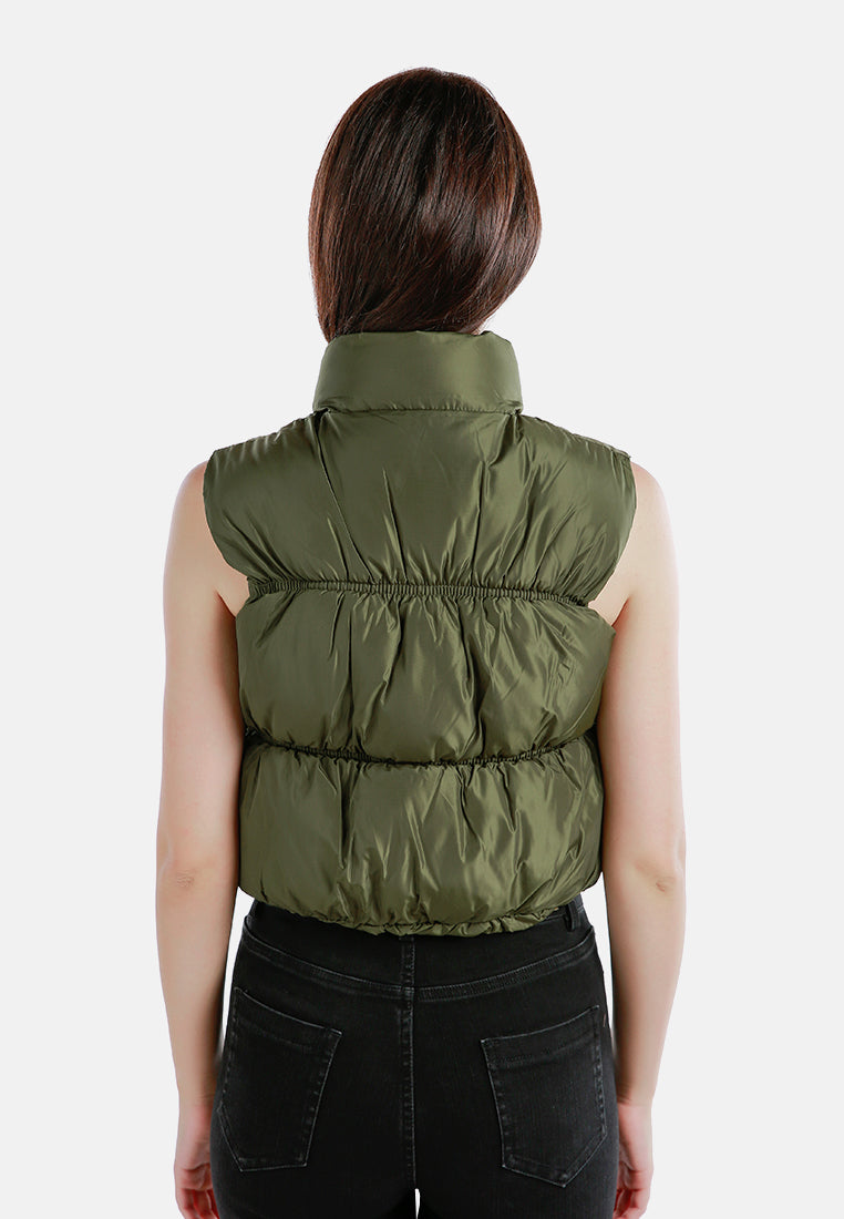 sleeveless puffer jacket#color_olive
