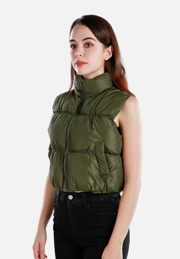 sleeveless puffer jacket#color_olive