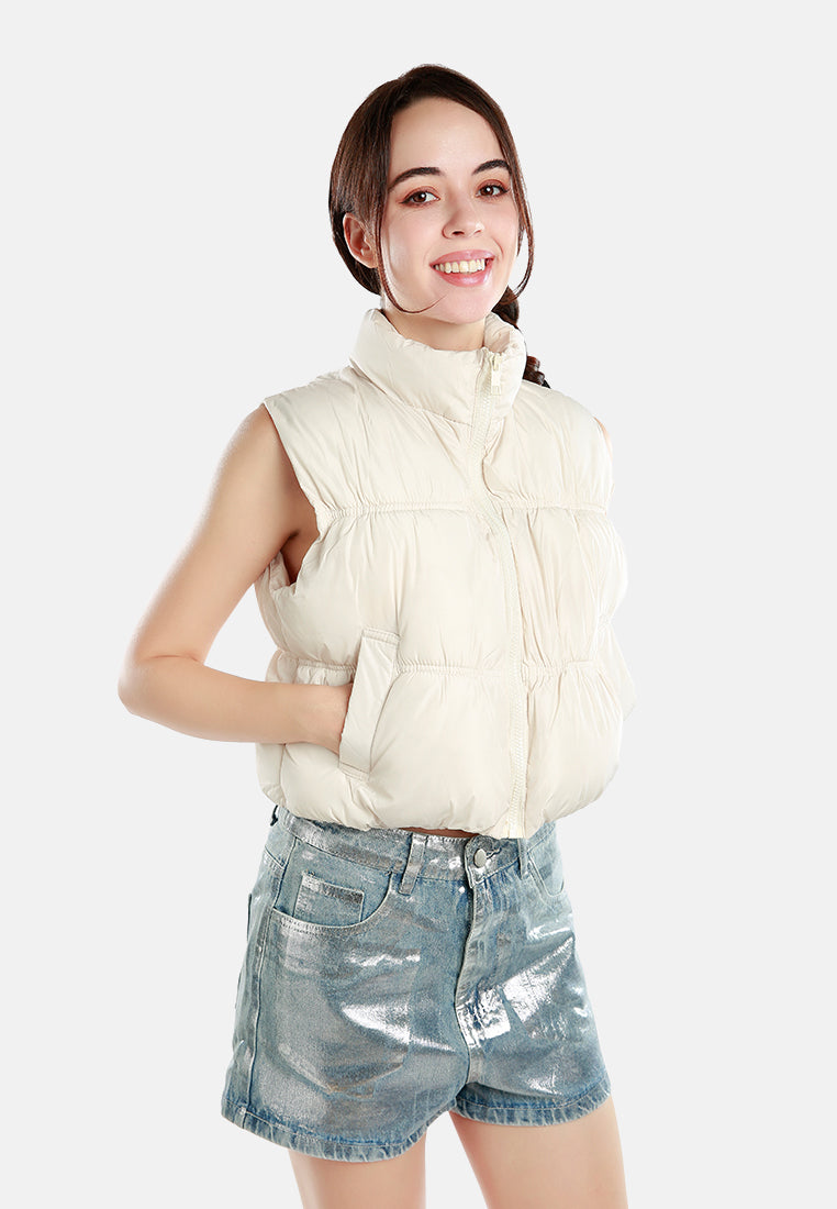 sleeveless puffer jacket#color_off-white