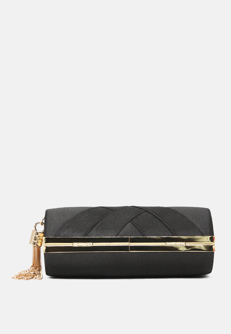 sling bag with metallic tassels#color_black