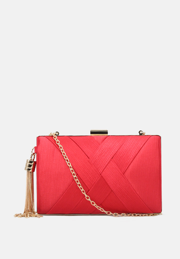 sling bag with metallic tassels#color_red