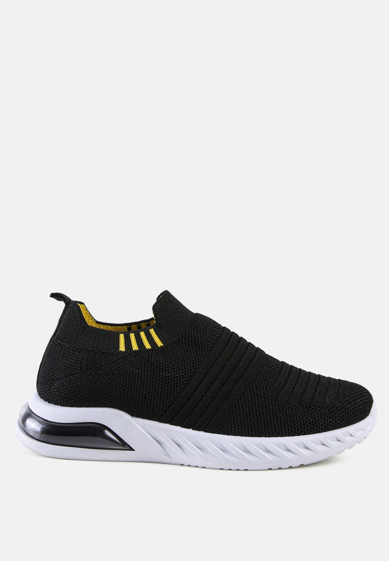 slip on active fly knit black sneakers#color_black