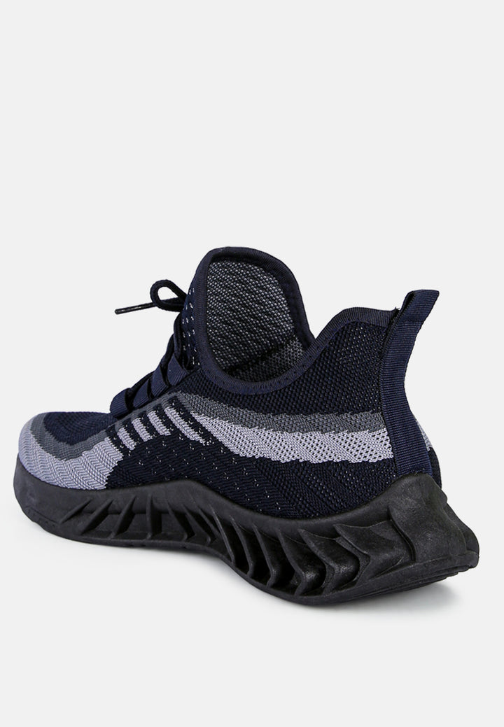 slip on knitted running trainers#color_black