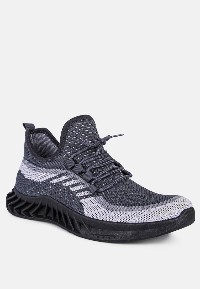 slip on knitted running trainers#color_grey