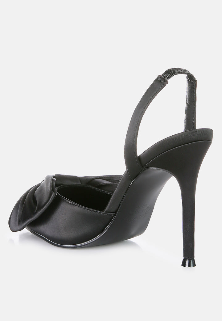 smitten high heeled bow slingback sandals#color_black