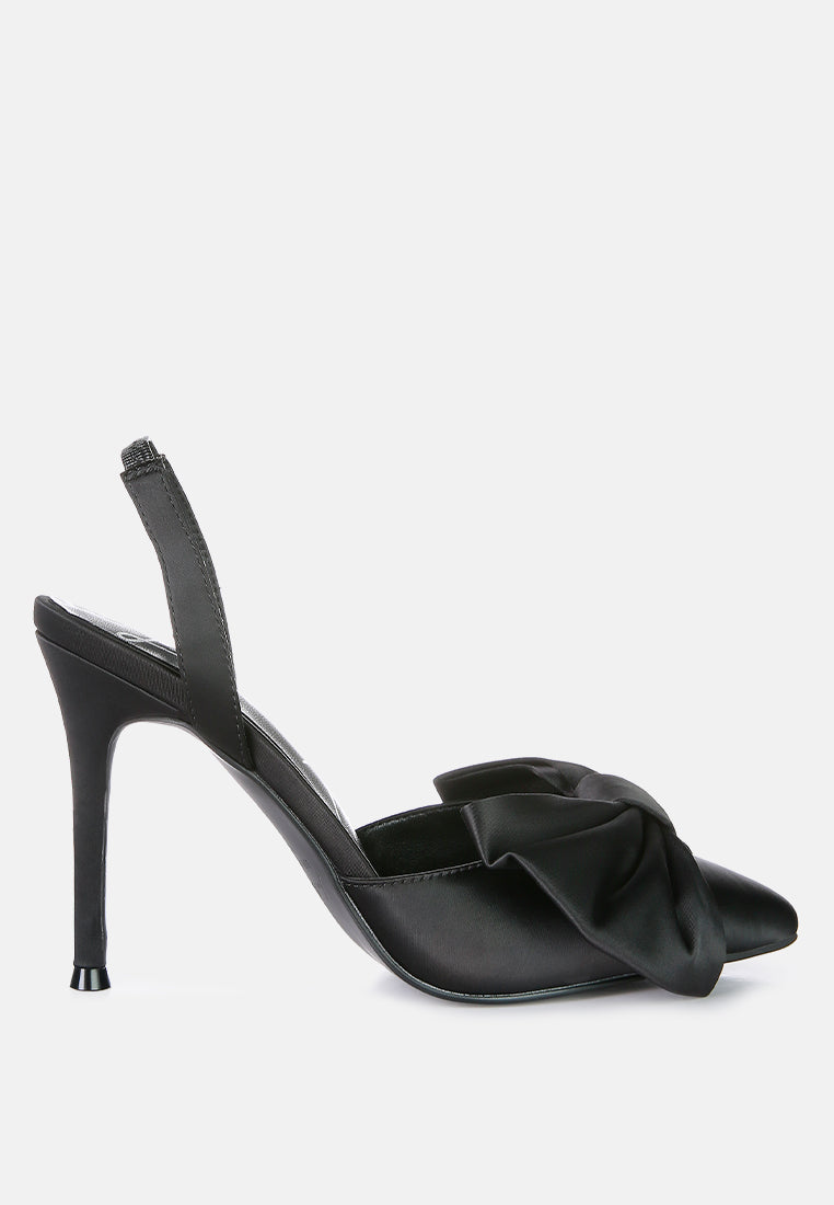 smitten high heeled bow slingback sandals#color_black