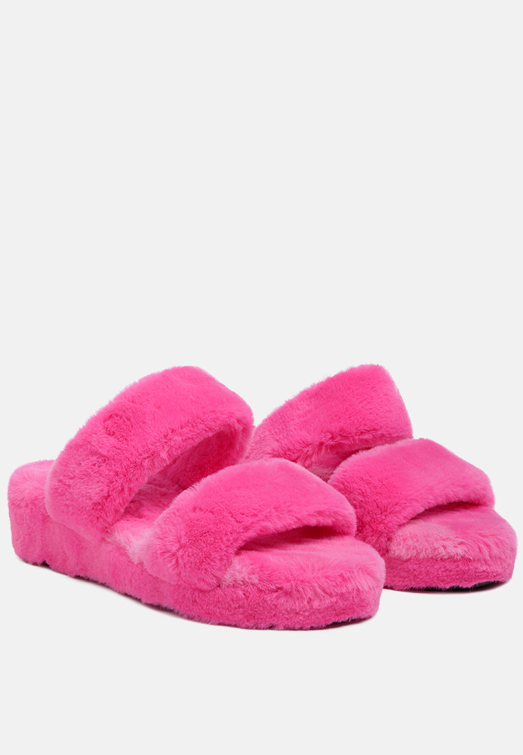 smoothie fur slip-on flats#color_pink