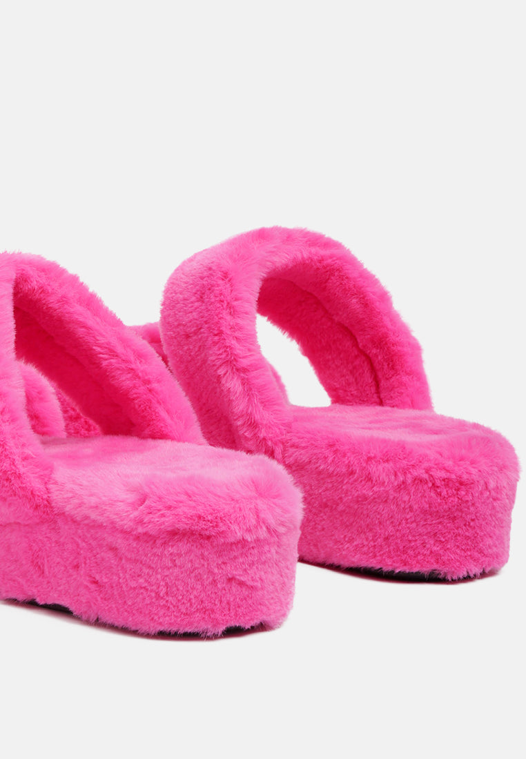 smoothie fur slip-on flats#color_pink