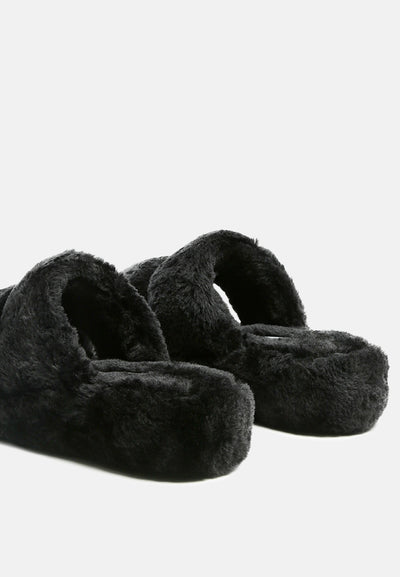smoothie fur slip-on flats#color_black