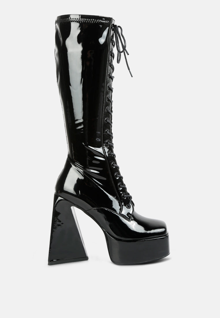 snowflakes high platform calf boots#color_black