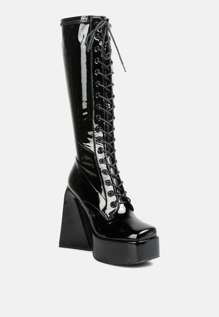 snowflakes high platform calf boots#color_black