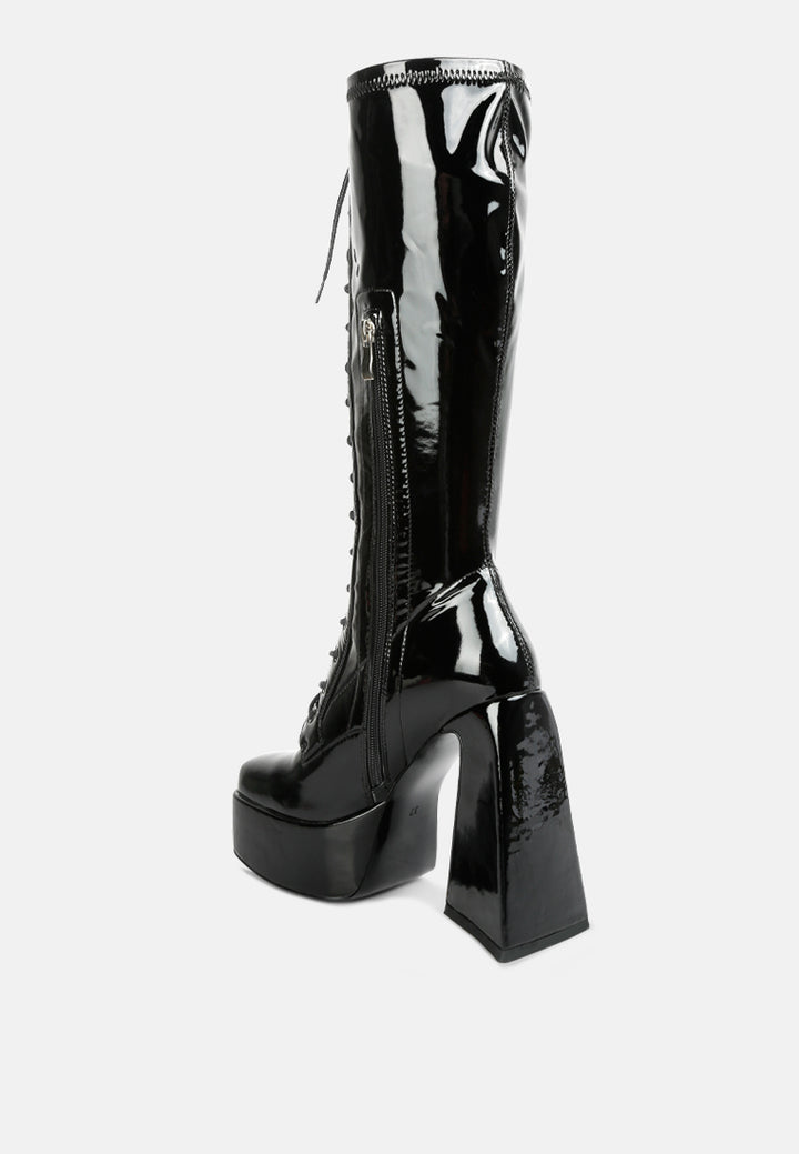 snowflakes high platform calf boots#color_black