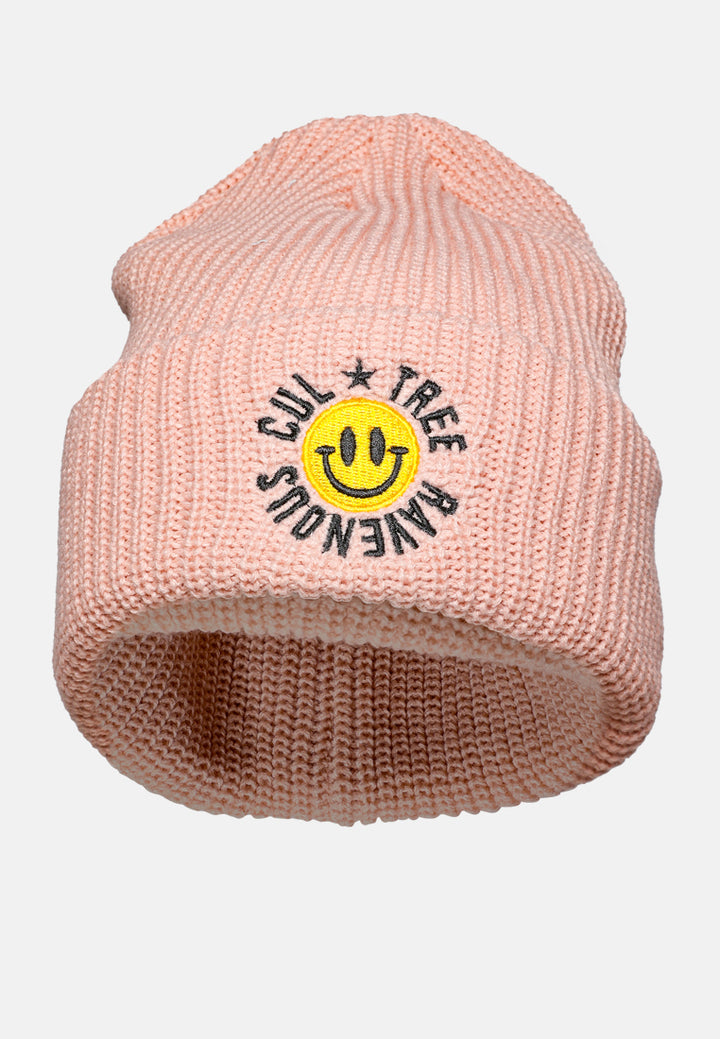 snuggly waffle cuff embroidered beanie by ruw#color_baby-pink