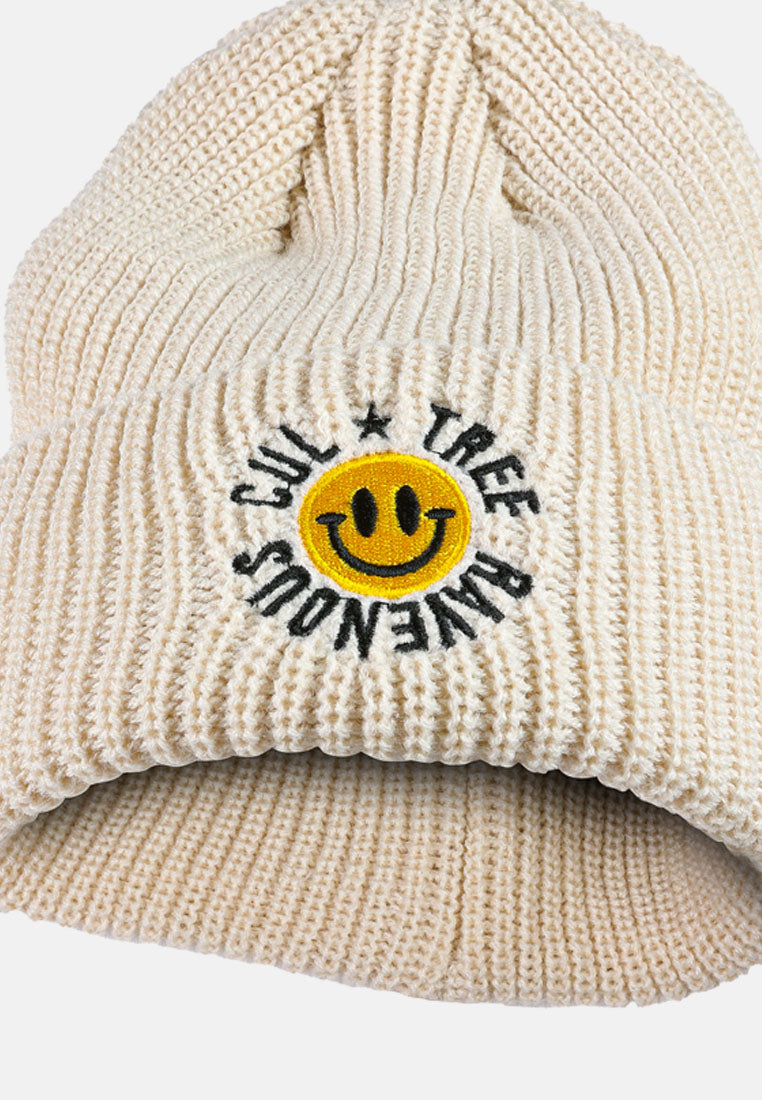 snuggly waffle cuff embroidered beanie by ruw#color_cream