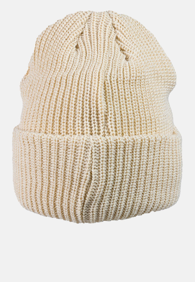 snuggly waffle cuff embroidered beanie by ruw#color_cream