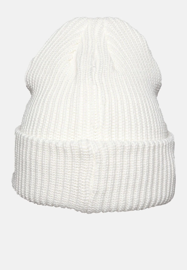 snuggly waffle cuff embroidered beanie by ruw#color_white